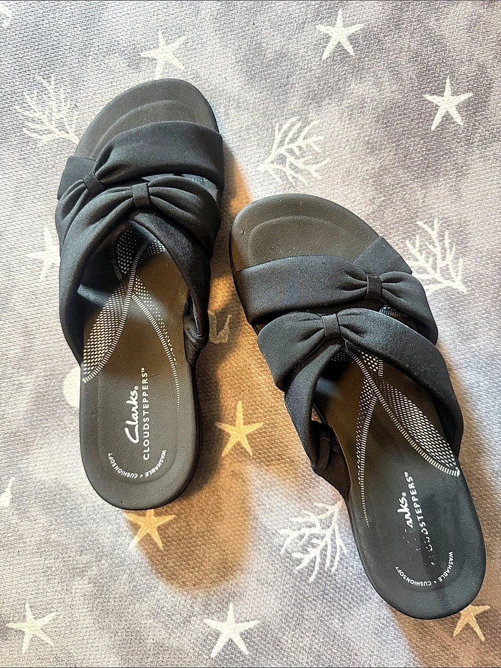 Clarks Sandal Black Bow Slide Sandals US 9
